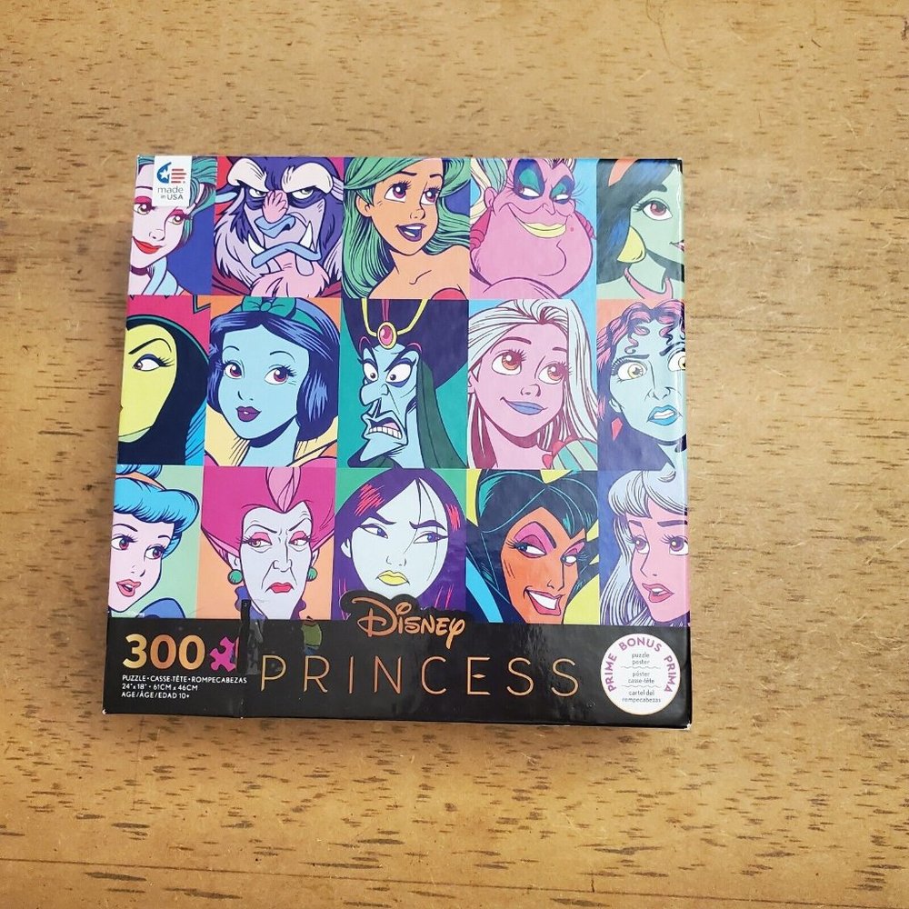 Ceaco Disney Princesses and Villains 300 Piece Jigsaw Puzzle # 42246 Plus Poster
